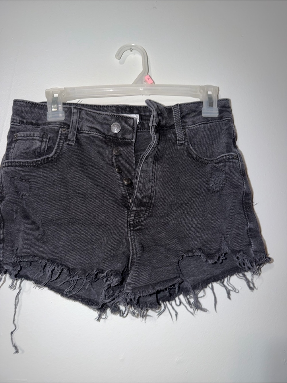 Forever 21 Black Washed Distressed High-Rise Denim Shorts